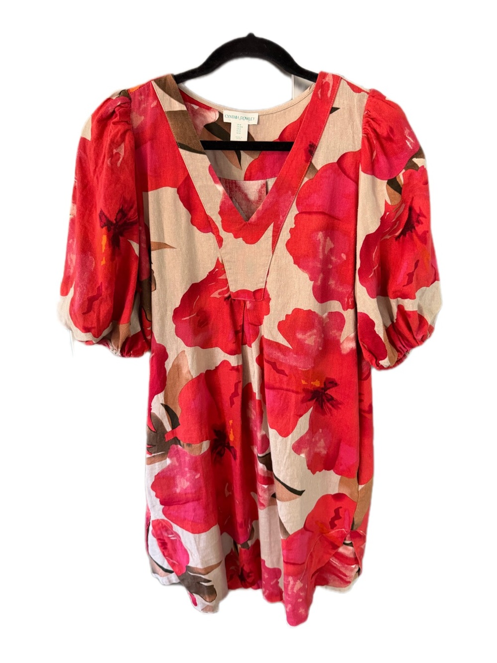 Cynthia Rowley Floral Dress Linen Blend Size Medium